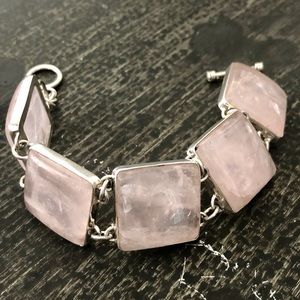 Rose quartz and sterling silver bracelet